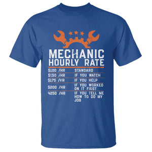 Funny Mechanic Hourly Rate Auto Car Mechanic Labor Rates T Shirt TS11 Royal Blue Print Your Wear