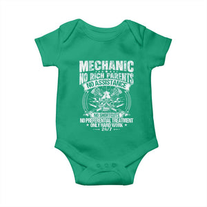 Funny Mechanic No Rich Parents No Assistance No Handouts Baby Onesie Car Mechanic Garage TS11 Irish Green Print Your Wear