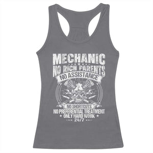 Funny Mechanic No Rich Parents No Assistance No Handouts Racerback Tank Top Car Mechanic Garage TS11 Charcoal Print Your Wear