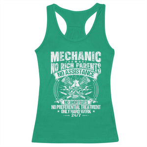 Funny Mechanic No Rich Parents No Assistance No Handouts Racerback Tank Top Car Mechanic Garage TS11 Irish Green Print Your Wear