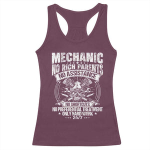 Funny Mechanic No Rich Parents No Assistance No Handouts Racerback Tank Top Car Mechanic Garage TS11 Maroon Print Your Wear