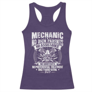 Funny Mechanic No Rich Parents No Assistance No Handouts Racerback Tank Top Car Mechanic Garage TS11 Purple Print Your Wear