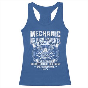 Funny Mechanic No Rich Parents No Assistance No Handouts Racerback Tank Top Car Mechanic Garage TS11 Royal Blue Print Your Wear