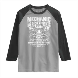 Funny Mechanic No Rich Parents No Assistance No Handouts Raglan Shirt Car Mechanic Garage TS11 Sport Gray Black Print Your Wear