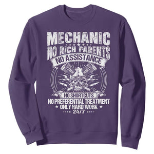 Funny Mechanic No Rich Parents No Assistance No Handouts Sweatshirt Car Mechanic Garage TS11 Purple Print Your Wear