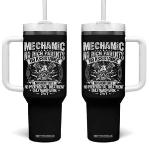 Funny Mechanic No Rich Parents No Assistance No Handouts Tumbler With Handle Car Mechanic Garage TS11 One Size: 40 oz Black Print Your Wear