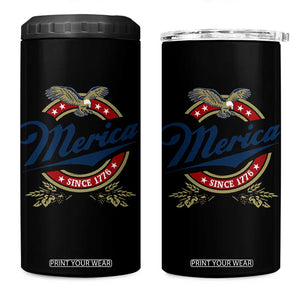 Funny Merica Since 1776 4 in 1 Can Cooler Tumbler 4th of July Beer Lover Eagle TS11 One Size: 16 oz Black Print Your Wear