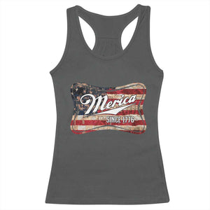 Funny Merica Since 1776 Racerback Tank Top 4th of July Beer Lover American Flag TS11 Dark Heather Print Your Wear