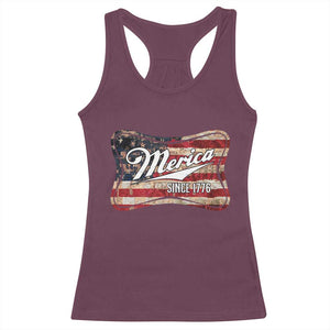 Funny Merica Since 1776 Racerback Tank Top 4th of July Beer Lover American Flag TS11 Maroon Print Your Wear