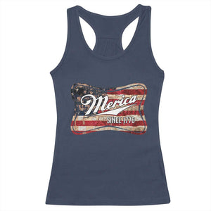 Funny Merica Since 1776 Racerback Tank Top 4th of July Beer Lover American Flag TS11 Navy Print Your Wear