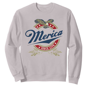 Funny Merica Since 1776 Sweatshirt 4th of July Beer Lover Eagle TS11 Ice Gray Print Your Wear