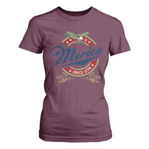 Funny Merica Since 1776 T Shirt For Women 4th of July Beer Lover Eagle TS11 Maroon Print Your Wear