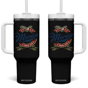 Funny Merica Since 1776 Tumbler With Handle 4th of July Beer Lover Eagle TS11 One Size: 40 oz Black Print Your Wear