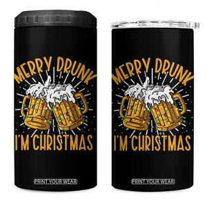 Funny Merry Drunk I'm Christmas 4 in 1 Can Cooler Tumbler Vintage Beer Mugs Xmas TS11 One Size: 16 oz Black Print Your Wear