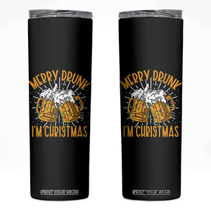Funny Merry Drunk I'm Christmas Skinny Tumbler Vintage Beer Mugs Xmas TS11 Black Print Your Wear