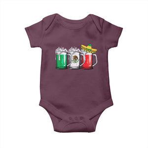 Funny Mexican Baby Onesie Mexico Beer Mexican Flag Sombrero Hat TS10 Maroon Print Your Wear