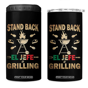 Funny Mexican Dad 4 in 1 Can Cooler Tumbler El Jefe Grilling Stand Back Fathers Day TS10 One Size: 16 oz Black Print Your Wear