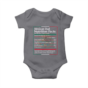 Funny Mexican Dad Baby Onesie Dad Nutrition Facts Mexico Flag Father's Day TS11 Charcoal Print Your Wear