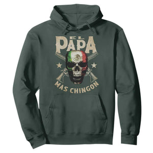 Funny Mexican Dad Hoodie El Papa Mas Chingon Vintage Mexico Skull TS11 Dark Forest Green Print Your Wear