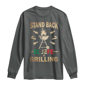 Funny Mexican Dad Long Sleeve Shirt El Jefe Grilling Stand Back Fathers Day TS10 Dark Heather Print Your Wear