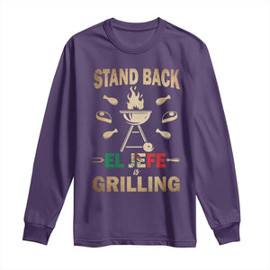 Funny Mexican Dad Long Sleeve Shirt El Jefe Grilling Stand Back Fathers Day TS10 Purple Print Your Wear
