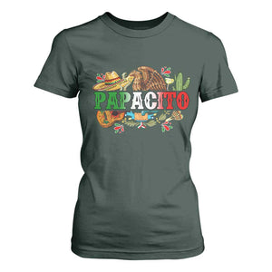 Funny Mexican Dad Papacito T Shirt For Women Cinco De Mayo Golden Eagle Sombrero TS11 Dark Forest Green Print Your Wear
