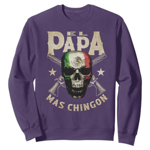 Funny Mexican Dad Sweatshirt El Papa Mas Chingon Vintage Mexico Skull TS11 Purple Print Your Wear