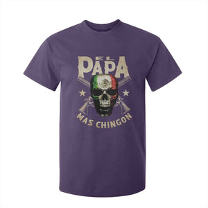 Funny Mexican Dad T Shirt For Kid El Papa Mas Chingon Vintage Mexico Skull TS11 Purple Print Your Wear