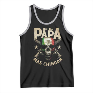 Funny Mexican Dad Tank Top El Papa Mas Chingon Vintage Mexico Skull TS11 Black Athletic Heather Print Your Wear