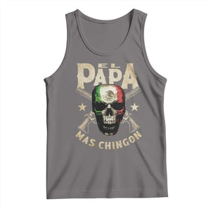Funny Mexican Dad Tank Top El Papa Mas Chingon Vintage Mexico Skull TS11 Deep Heather Print Your Wear