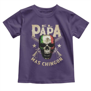 Funny Mexican Dad Toddler T Shirt El Papa Mas Chingon Vintage Mexico Skull TS11 Purple Print Your Wear