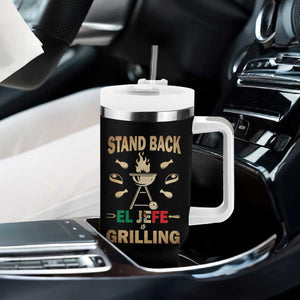 Funny Mexican Dad Tumbler With Handle El Jefe Grilling Stand Back Fathers Day TS10 Print Your Wear