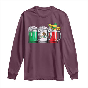 Funny Mexican Long Sleeve Shirt Mexico Beer Mexican Flag Sombrero Hat TS10 Maroon Print Your Wear