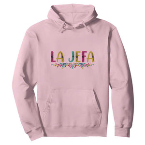 Funny Mexican Spanish La Jefa Boss Hoodie Mexican Flowers TS11 Light Pink Print Your Wear