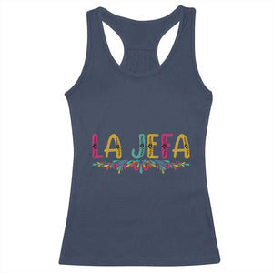 Funny Mexican Spanish La Jefa Boss Racerback Tank Top Mexican Flowers TS11 Navy Print Your Wear