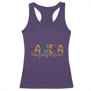 Funny Mexican Spanish La Jefa Boss Racerback Tank Top Mexican Flowers TS11 Purple Print Your Wear