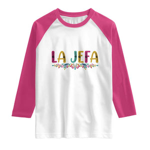 Funny Mexican Spanish La Jefa Boss Raglan Shirt Mexican Flowers TS11 White Heliconia Print Your Wear
