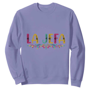 Funny Mexican Spanish La Jefa Boss Sweatshirt Mexican Flowers TS11 Violet Print Your Wear