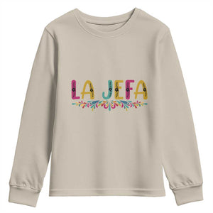 Funny Mexican Spanish La Jefa Boss Youth Sweatshirt Mexican Flowers TS11 Sand Print Your Wear