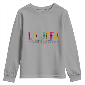 Funny Mexican Spanish La Jefa Boss Youth Sweatshirt Mexican Flowers TS11 Sport Gray Print Your Wear