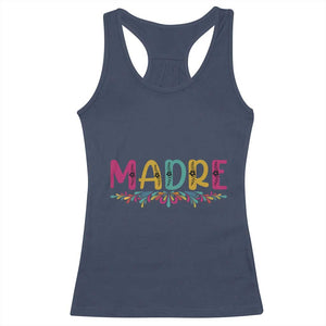 Funny Mexican Spanish Latina Mom Madre Racerback Tank Top Mexican Flowers TS11 Navy Print Your Wear