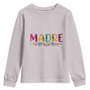 Funny Mexican Spanish Latina Mom Madre Youth Sweatshirt Mexican Flowers TS11 Ice Gray Print Your Wear