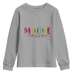Funny Mexican Spanish Latina Mom Madre Youth Sweatshirt Mexican Flowers TS11 Sport Gray Print Your Wear