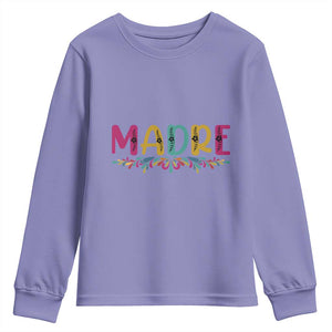 Funny Mexican Spanish Latina Mom Madre Youth Sweatshirt Mexican Flowers TS11 Violet Print Your Wear