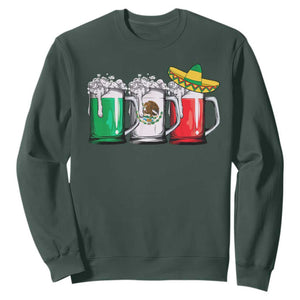 Funny Mexican Sweatshirt Mexico Beer Mexican Flag Sombrero Hat TS10 Dark Forest Green Print Your Wear