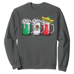 Funny Mexican Sweatshirt Mexico Beer Mexican Flag Sombrero Hat TS10 Dark Heather Print Your Wear