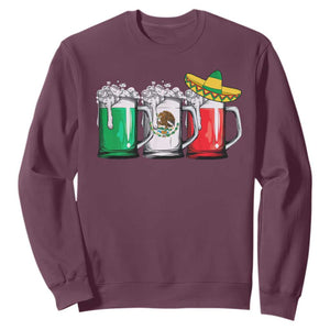 Funny Mexican Sweatshirt Mexico Beer Mexican Flag Sombrero Hat TS10 Maroon Print Your Wear