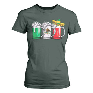 Funny Mexican T Shirt For Women Mexico Beer Mexican Flag Sombrero Hat TS10 Dark Forest Green Print Your Wear