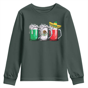 Funny Mexican Youth Sweatshirt Mexico Beer Mexican Flag Sombrero Hat TS10 Dark Forest Green Print Your Wear