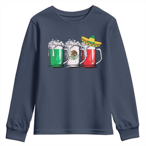 Funny Mexican Youth Sweatshirt Mexico Beer Mexican Flag Sombrero Hat TS10 Navy Print Your Wear